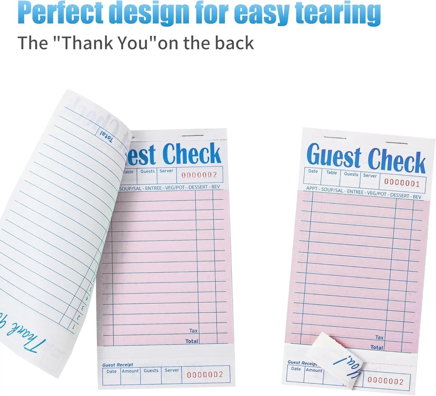 4 Pack Pink Guest Checks Books for Servers Server Note Pads Waiter Checkbook Waitress Notepad for Restaurants Paper Checks