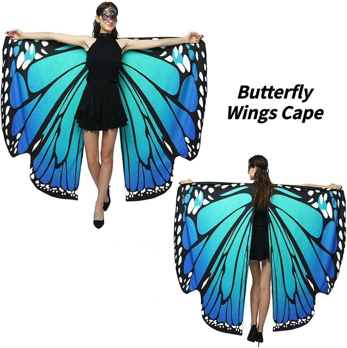 

Костюм-накидка для взрослых в виде бабочки-монарха для Хэллоуина, радужные крылья бабочки, накидка-шаль, костюм для танцев фей