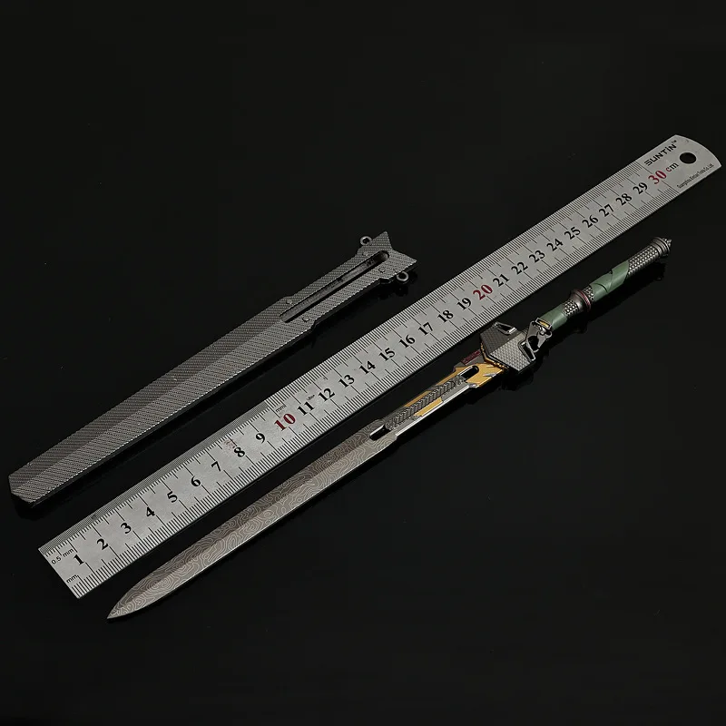 28cm/11.02in Arena Breakout Game Peripheral Three Feet Tactical Sword Weapons Model All Metal Craft Desktop Collections Boy Gift
