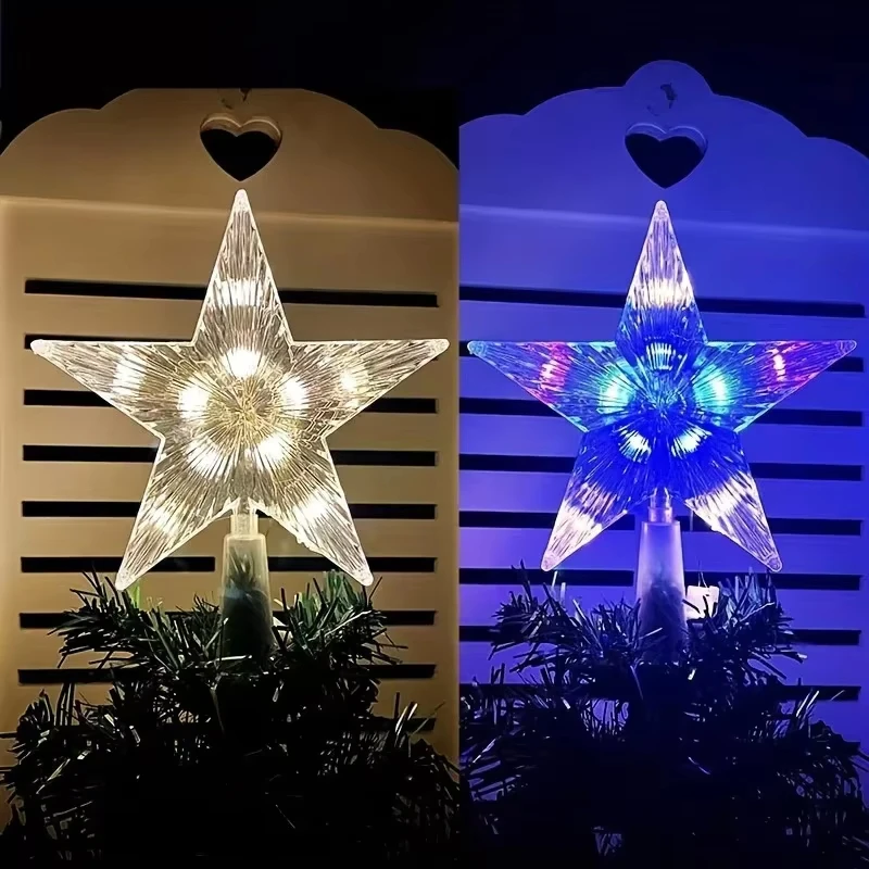 Merry Christmas Decoration LED Star Light Christmas Tree Pendant Ornaments for Home Decor Navidad New Year 2025 Gift Accessory