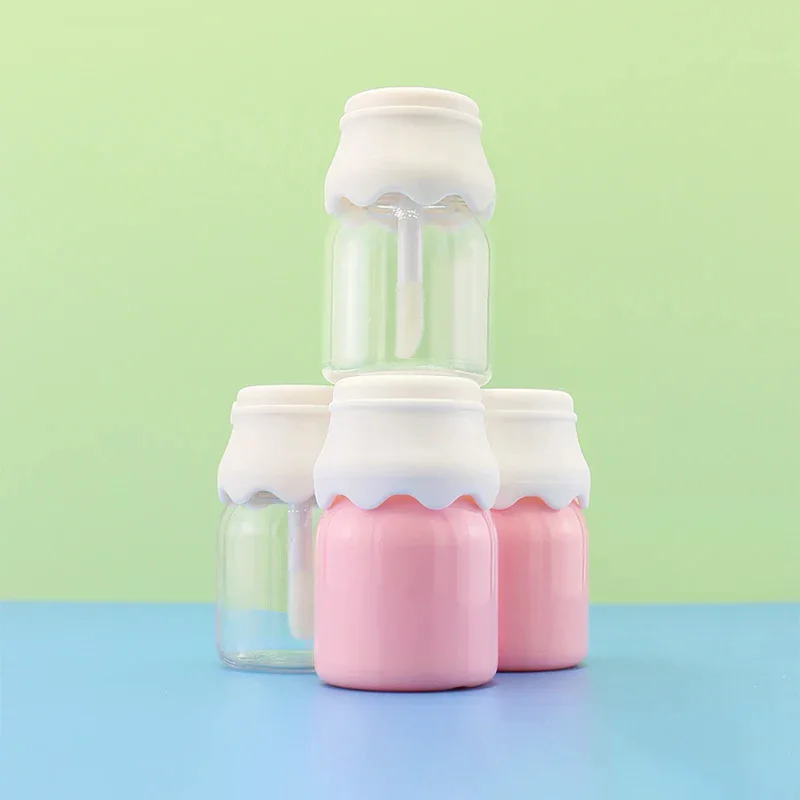 8 مللي زجاجة الحليب لطيف ملمع الشفاه أنبوب شفاف وردي زجاجة فارغة الشفاه الصقيل عينة الحاويات ماكياج مواد التعبئة والتغليف السفر #4