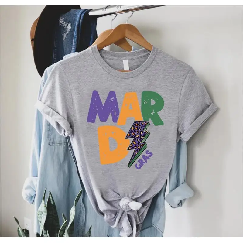 

Футболка Lightning Bolt Mardi Gras в стиле ретро, вечеринка Fat Tuesday, карнавал, парад Луизианы