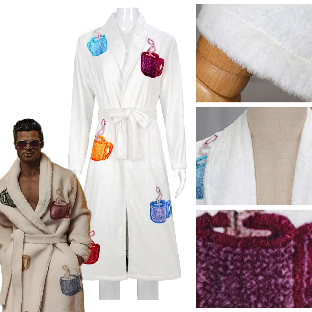 إدوارد 1999 فيلم القتال نادي ال Narrator تأثيري الأبيض المطبوعة البشكير زي الفانيلا ملابس دافئة حفلة الهالوين كرنفال