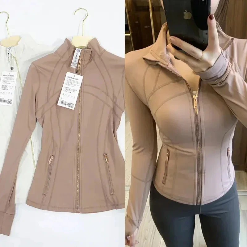 

2026 Slimming Zipper Jacket Yoga Collar Lightweight Quick Dry Sporty Thin Rose Gold Evening Summer Outerwear for Active Living