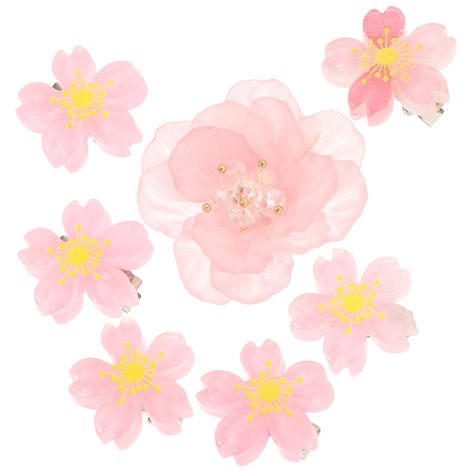 

7pcs Hair Accessories Random Style Clips Lightweight Resin Girls Cherry Hairpins Wedding Decorative Barrettes Summer Hair
