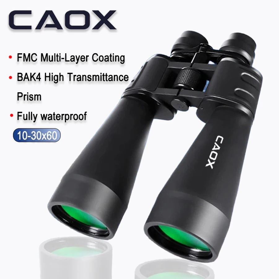 CAOX 10-30X60 Leistungsstarkes Fernglas, Langstreckenteleskop mit Zoom, BAK4, hohe Vergrößerung, professionelles Monokular für Jagd und Tourismus