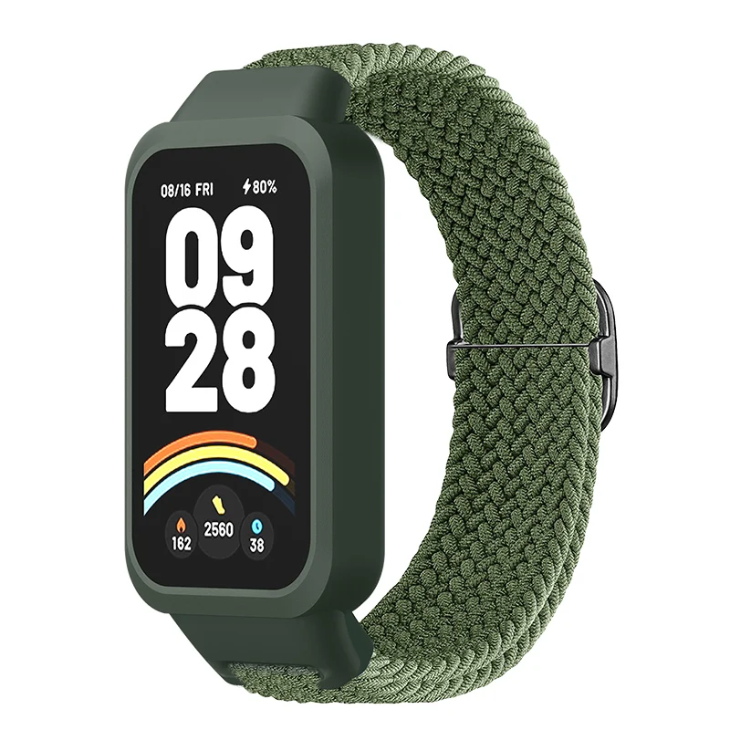 Geflochtenes Solo-Loop-Armband + Hülle für Redmi Band 3 2 Zubehör Nylon Sport Verstellbares Armband Correa für Xiaomi Miband 9 8 Active – Detail 6
