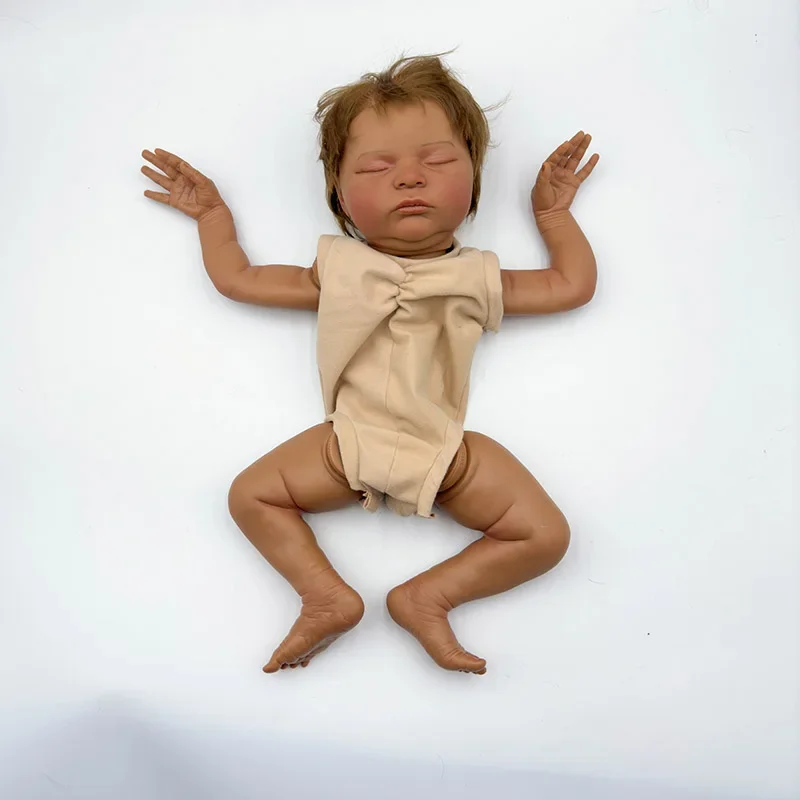 

48cm Reborn Doll kit Dark brown Skin Laura painted Doll kit Unfinished Doll parts with Hand Rooted Hair