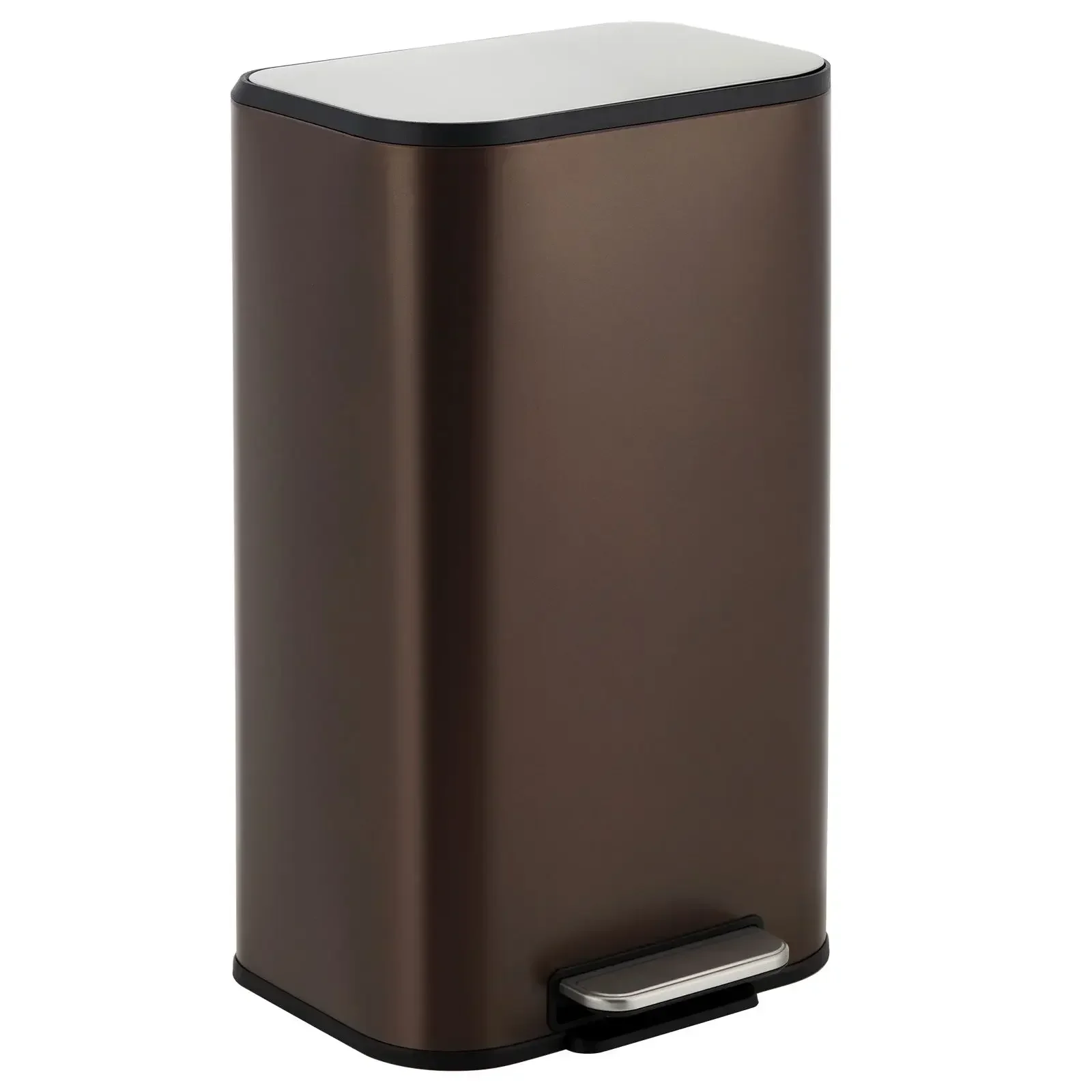 

Single Stainless Steel Trash Can with Slim Profile Lid, Durable 1pc Kitchen Waste Bin, Modern And Space-Saving Design