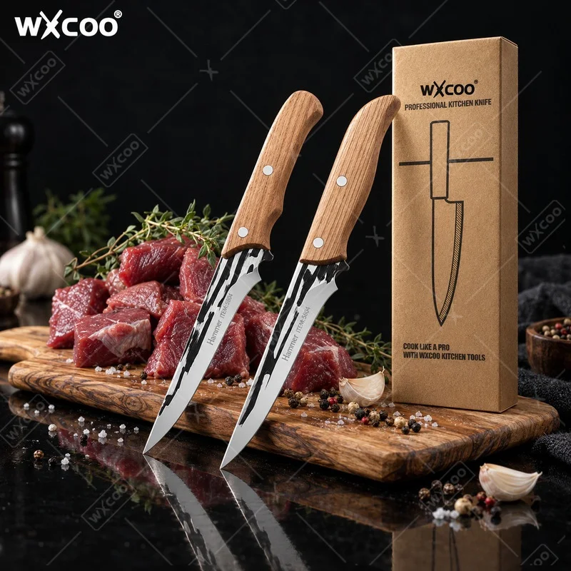 WXCOO Professional Hand Forged Boning Knife Ergonomic Grip Kitchen Knife Meat Cleaver Multi-Purpose Fruit Vegetable Cutter