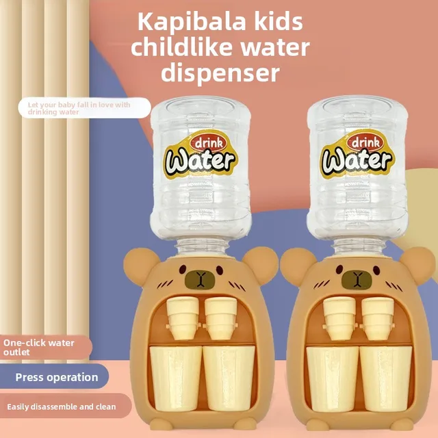 Children Cute Kapibara Water Dispenser Toy with Dual Cup Cartoon Cold/Warm Water Juice Drinking Fountain Simulation Kitchen Toys 2