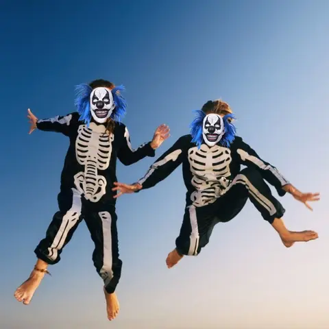 Realistisk latex blått hår leende clownmask Halloween spökhus huvudbonad fest cosplay läskig rekvisita 10 best sales läskig clownmask - №9