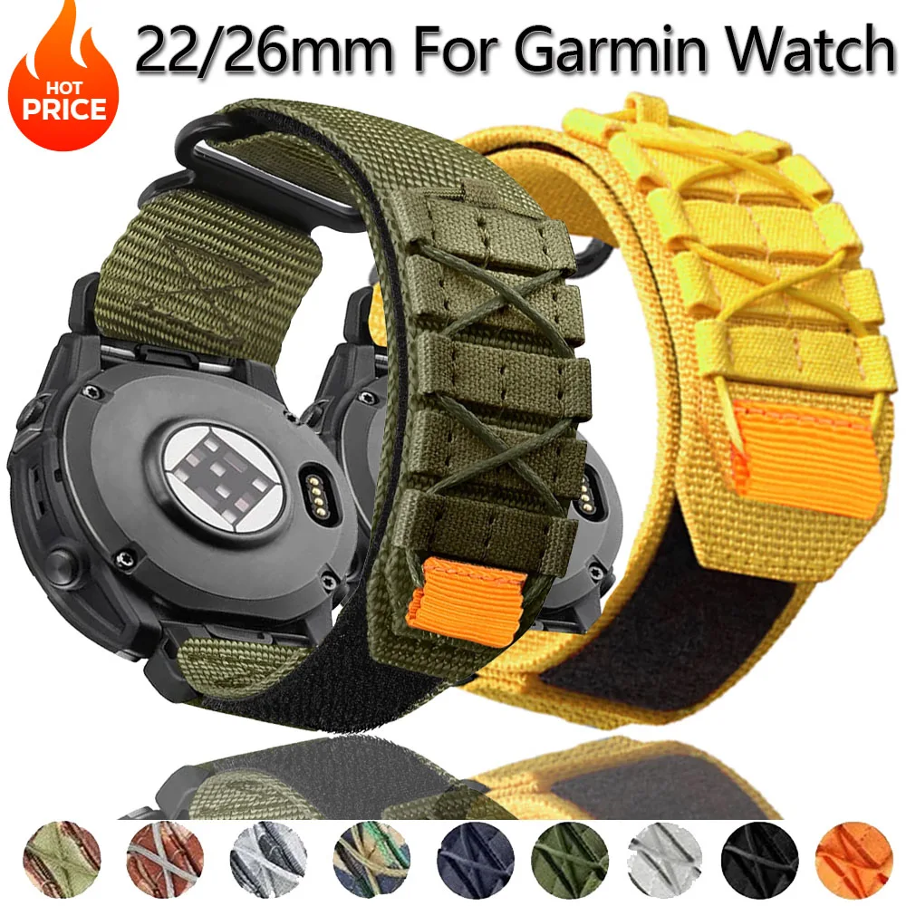 【セール中】Garmin Watch Fenix8 51mm 47mm 7 7X 6X Pro/Epix Pro Gen 2/Fenix6 5Plus 5XPlus 22 26mm対応 クイックフィット ナイロン製 編み込み ウォッチストラップ
