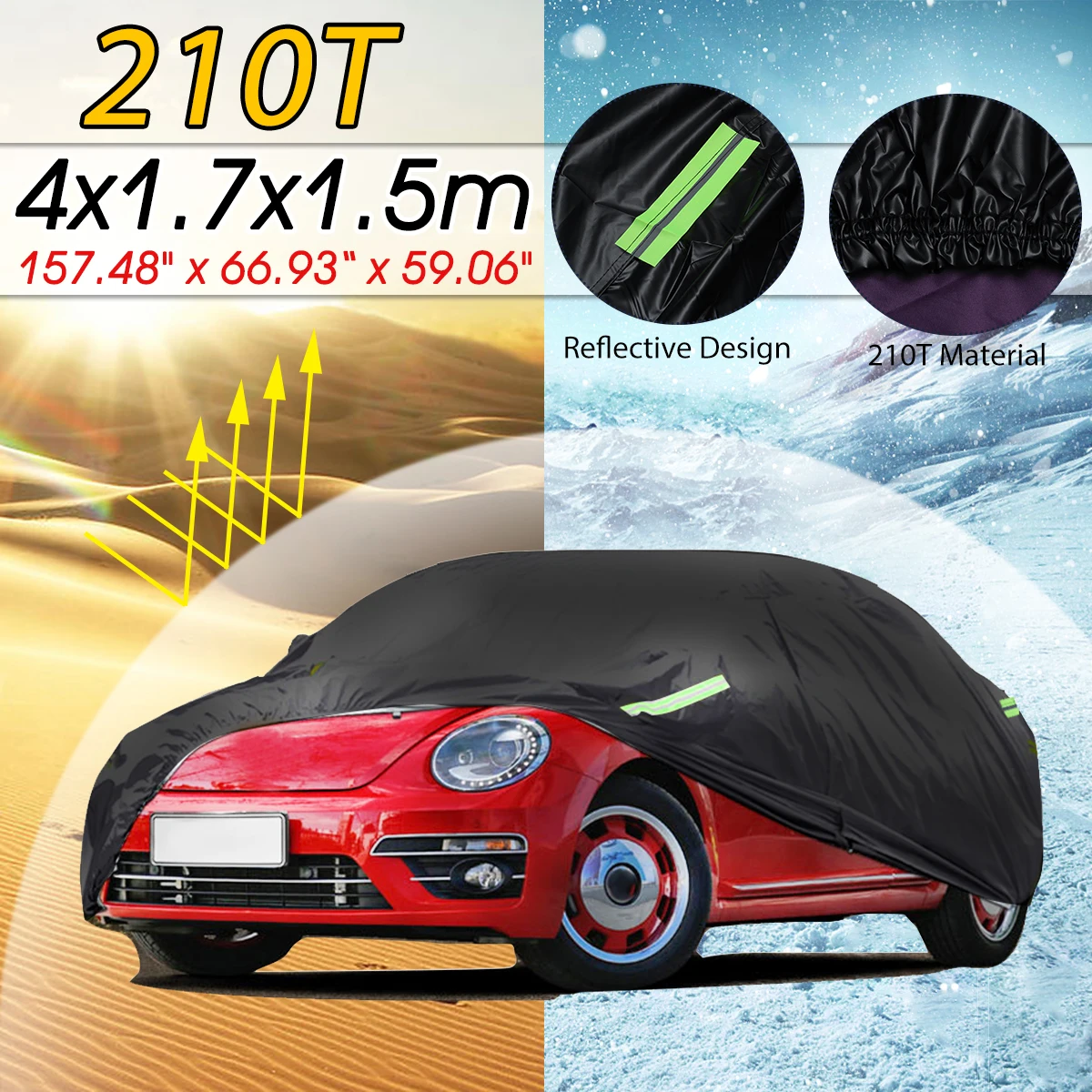 Housse de Protection complète pour voiture, en polyester, anti-poussière, UV, intérieur et extérieur, pour VW coccinelle, 210T