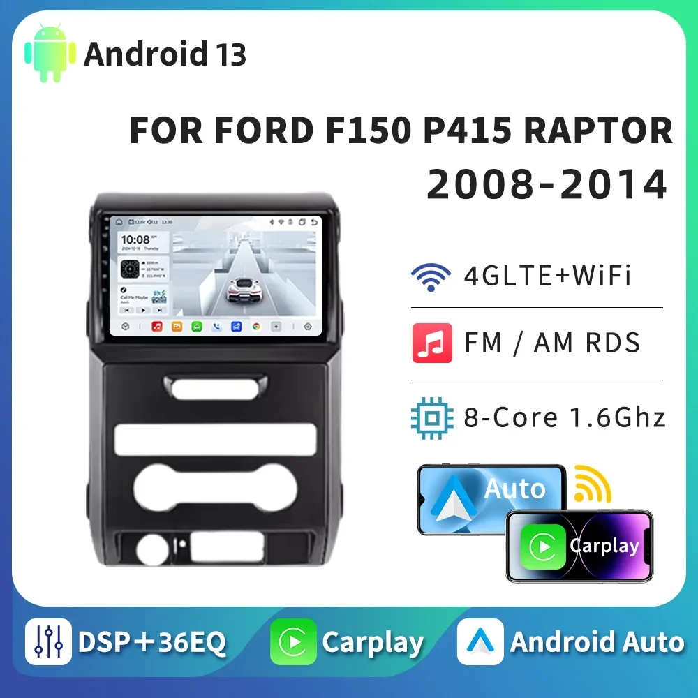 HTZM Android Auto Carplay For Ford F150 P415 Raptor 2008 - 2014 WiFi 4G Car Radio Player Multimedia Video GPS Autoradio