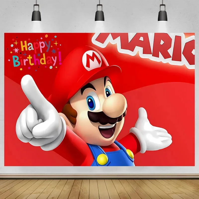 Backdrop Super Marios Luigi Boys Bros Birthday Party Photography Background Baby Shower Event Wall Banner Poster Banner Decor