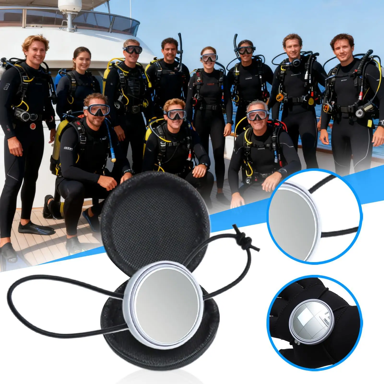 Scuba Diving Wrist Mirror Diving Wrist Mirror with Strap Convex Mirror Waterproof Diver Observe Rearview Supplies