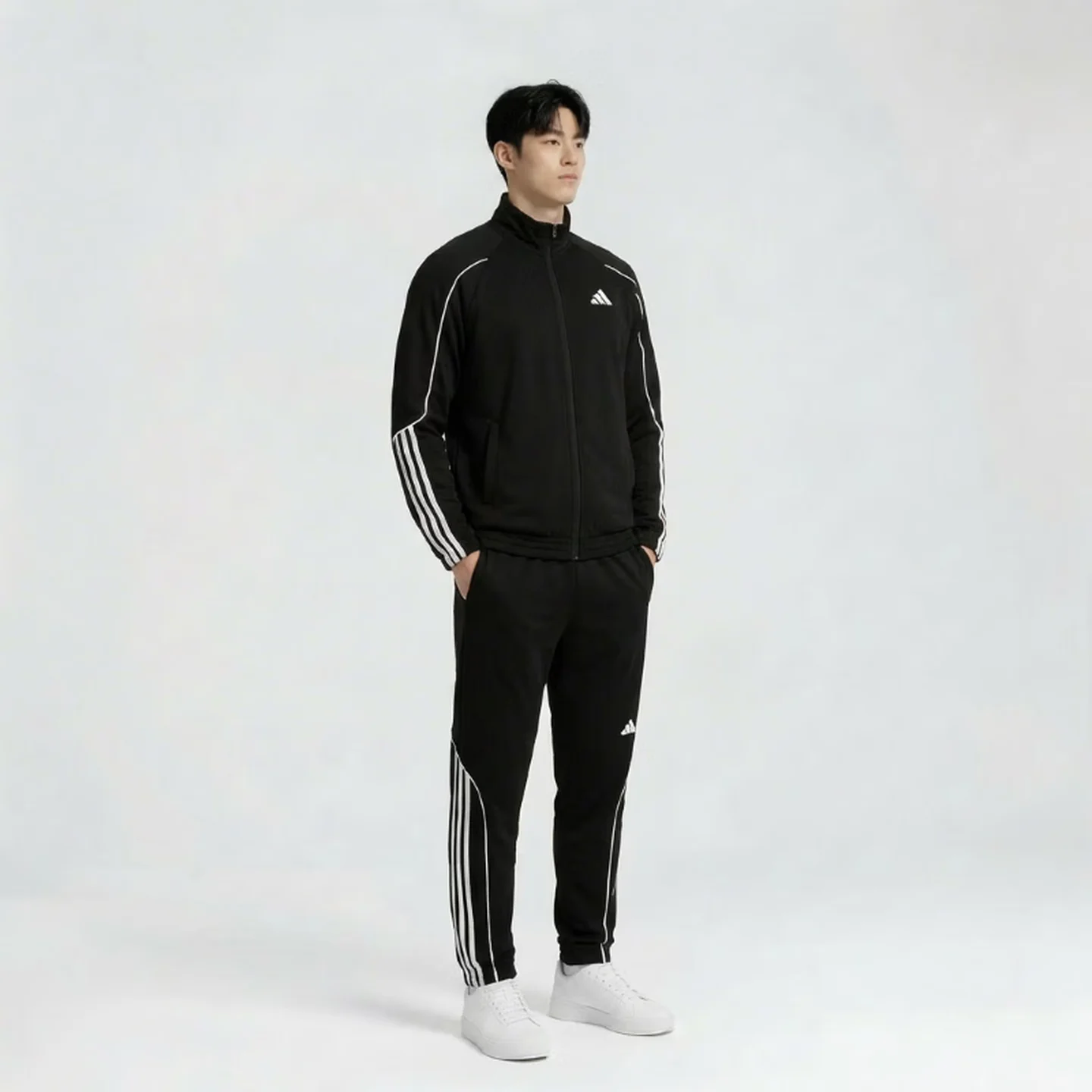 adidas Unisex Tracksuit Jacket And Straight Pants 2 Piece Sports Set For Outdoor Hiking Fitness JN1817