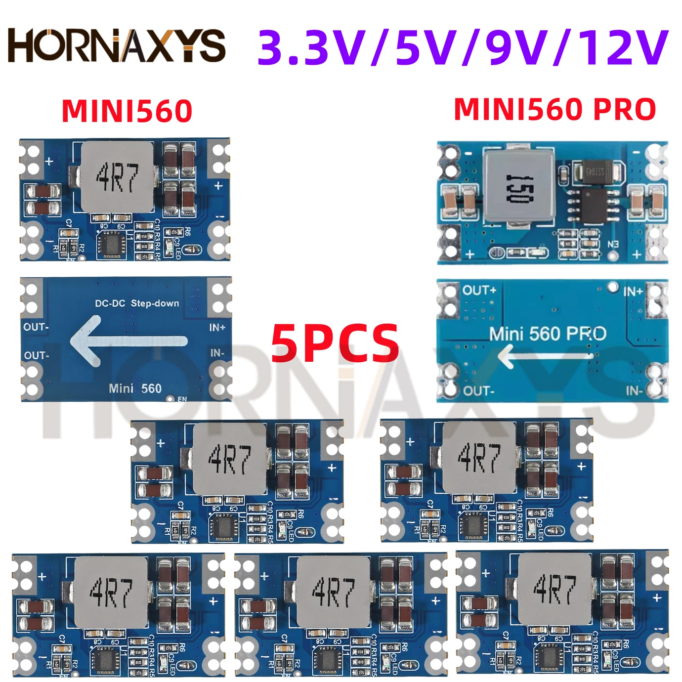 5pcs/ Mini560 5A DC-DC Mini560 PRO Step-Down Stabilized Voltage Supply Module 6-30V To High Efficiency Output 3.3V 5V 9V 12V