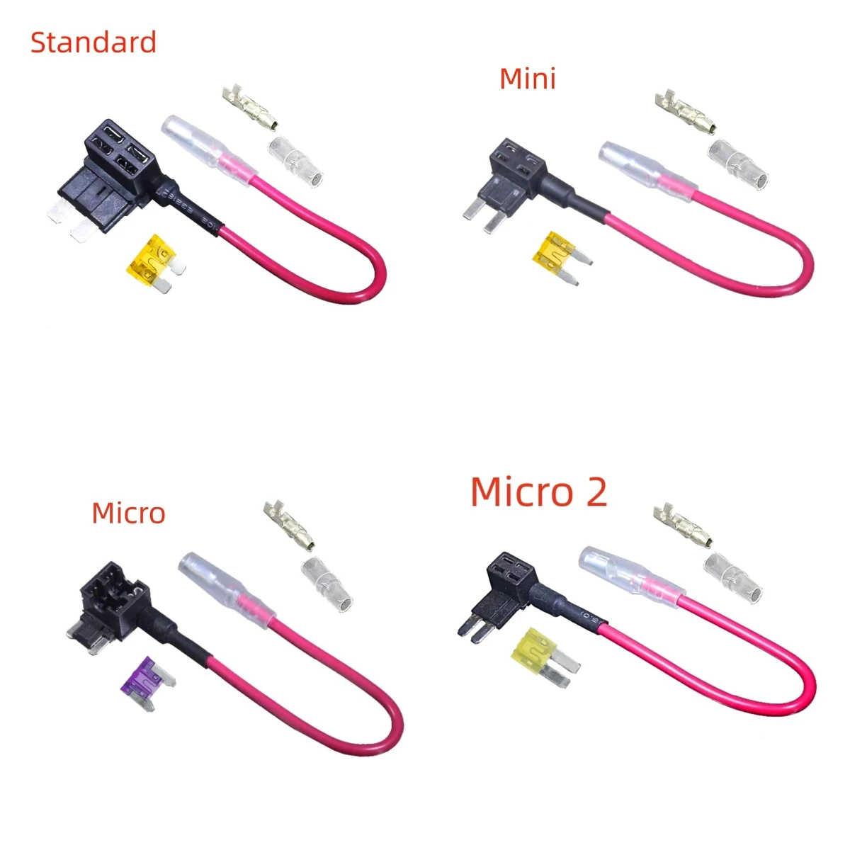 12V MINI SMALL MEDIUM Size Car Fuse Holder Add-a-circuit TAP Adapter with 10A Micro Mini Standard ATM Blade Fuse