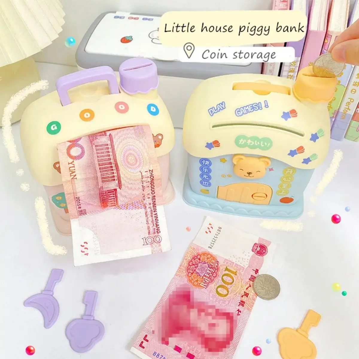 Cartoon Piggy Bank With Lock Kids Toy Children\'S Mushroom Money Box To Save Monry Kawaii Coin Box Cash Saving Children Gfit