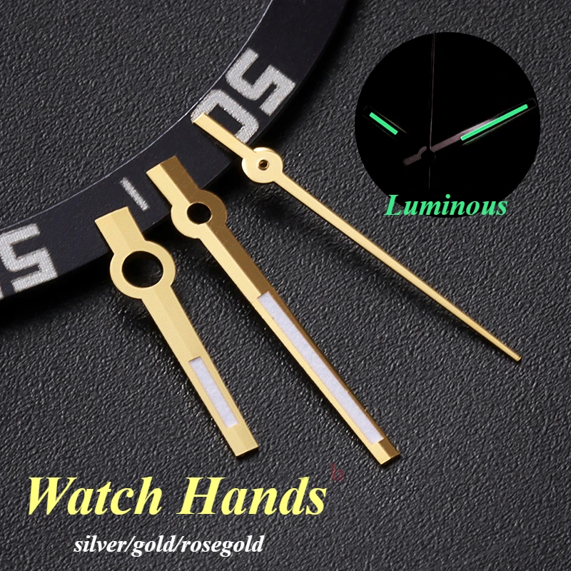 High Quality Modified Watch Hands Polished Silver Gold Green Luminous for Nh35 Nh36/4R/7S Movement for Seiko Oyster Style