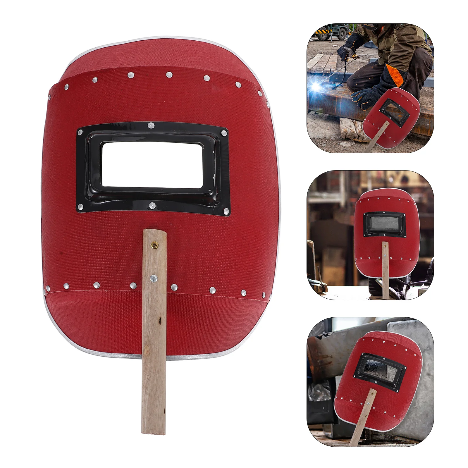 Handheld Welding Face Mask Aluminum Wood Construction High Transparency Lens For Spark Protection Welding Safety Equipment