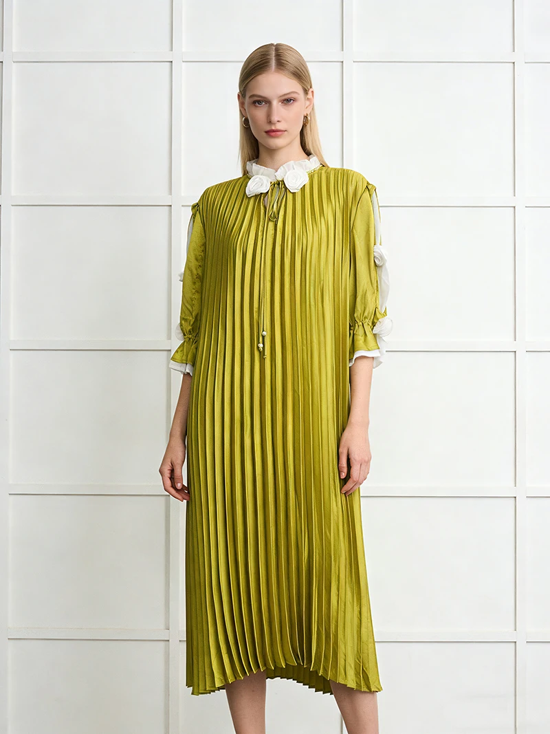 

Bohemian Retro Print V Neck Women's Dress Spring Autumn Fashion Elegant Cinched-waist Lace-up Long-sleeved Female Vacation Dress