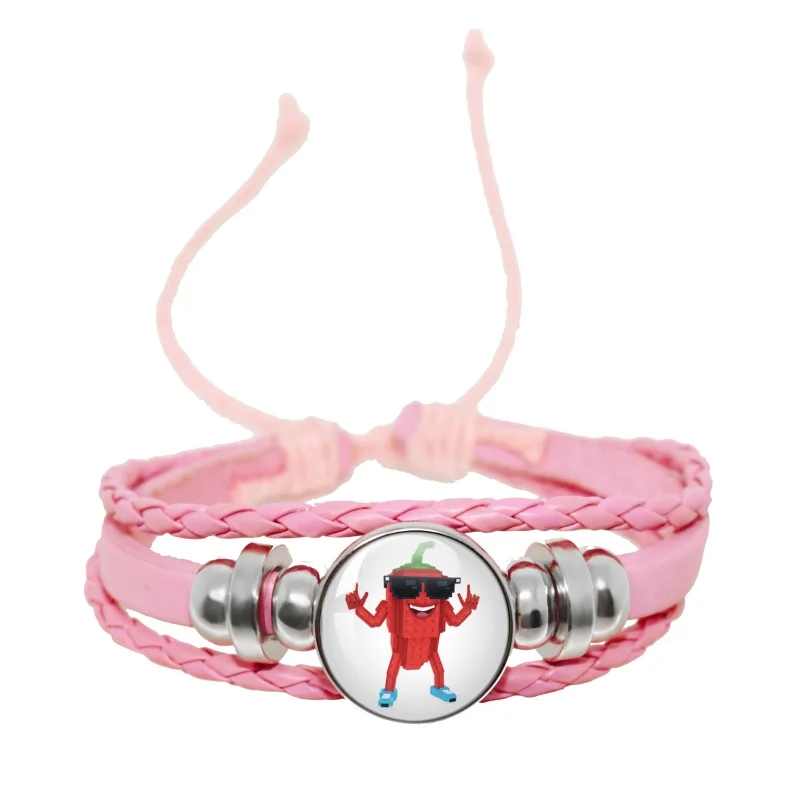 STEAL A BRAINROT Blue 67 sahur Cute No. 67 Handmade 18mm Black Leather Bracelet Glass Game Surrounding Jewelry Gifts