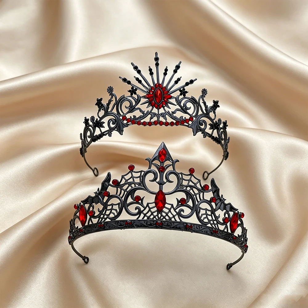 1/2pcs Hip-hop Punk Style Cool Fashion Gorgeous Mysterious Red Crown Set Bride Character Midnight Party Outfit Hair Accessory