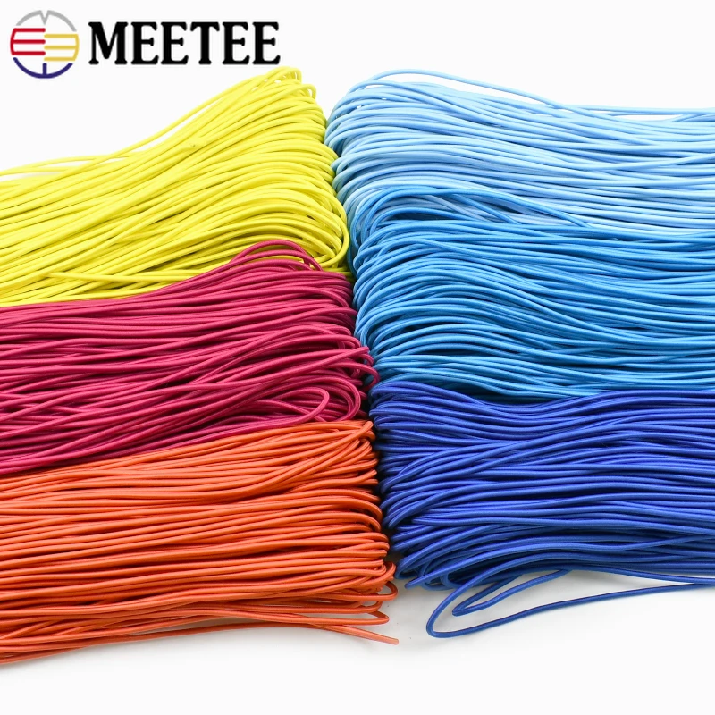 

5/10/20M Meetee 3mm Colorful Elastic Rope for Mask HairBand Stretch Cord Hoodie Drawstring Rubber Bands DIY Sewing Accessories