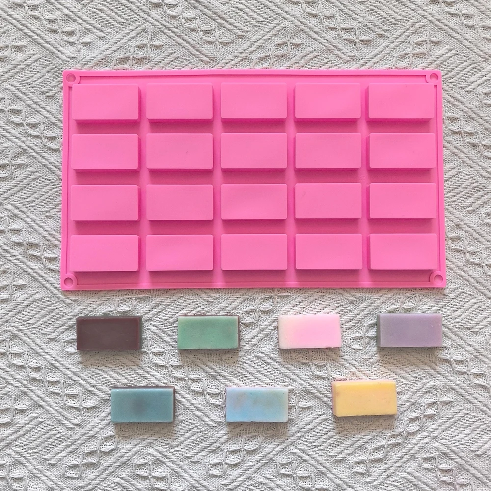 1 قطعة قالب سيليكون مستطيل 20 تجويف، يستخدم للشوكولاتة والحلويات والبسكويت وقوالب خبز غير لاصقة ذاتية الصنع