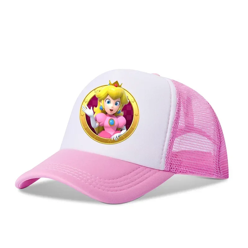Boné Super Mario Bros Luigi Princesa Peach para Crianças, Figuras de Anime Mario, Boné de Beisebol, Fantasia do Mario, Chapéu com Letras, Presente para Crianças