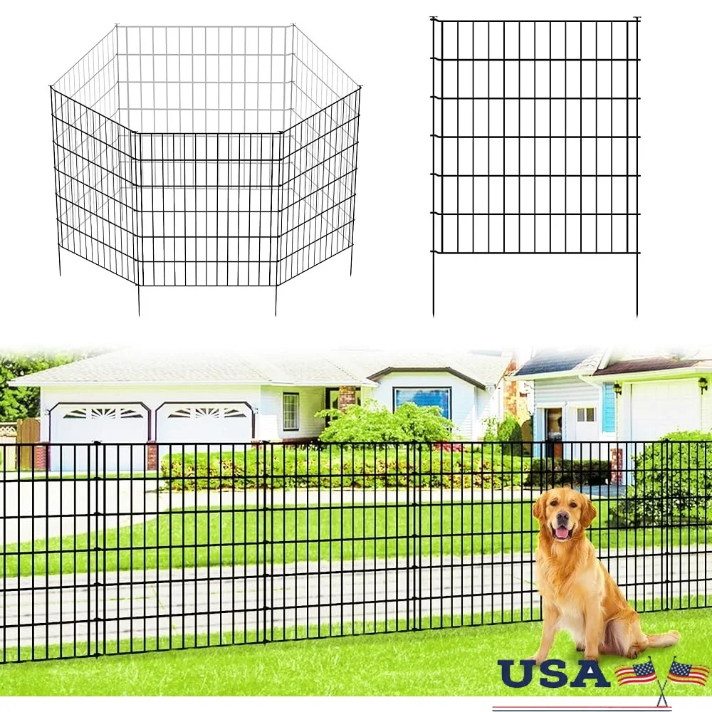 

Metal Garden Fence Decorative Animal Barrier 5 Panels Rustproof 32in Height Easy Install No Dig Weather Resistant Fencing System