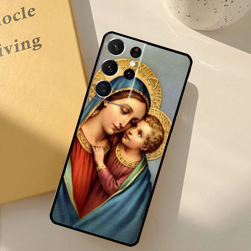 Casing Mary and Yesus agama untuk Samsung Galaxy S22 Ultra S20 FE S8 S9 S10 Plus Note 10 20 S21 Ultra penutup belakang
