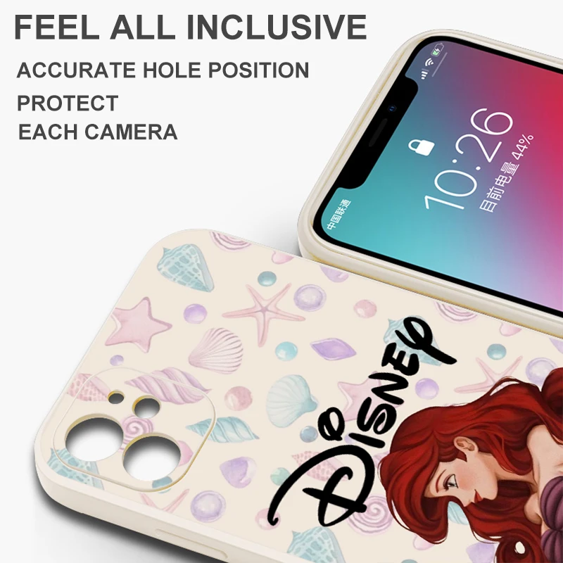 Disney Tangled Mermaid For iPhone 15 14 13 12 11 Pro Max 13 12 Mini 7 8 Plus X XR XS Max Phone Case Funda Liquid Silicone Back