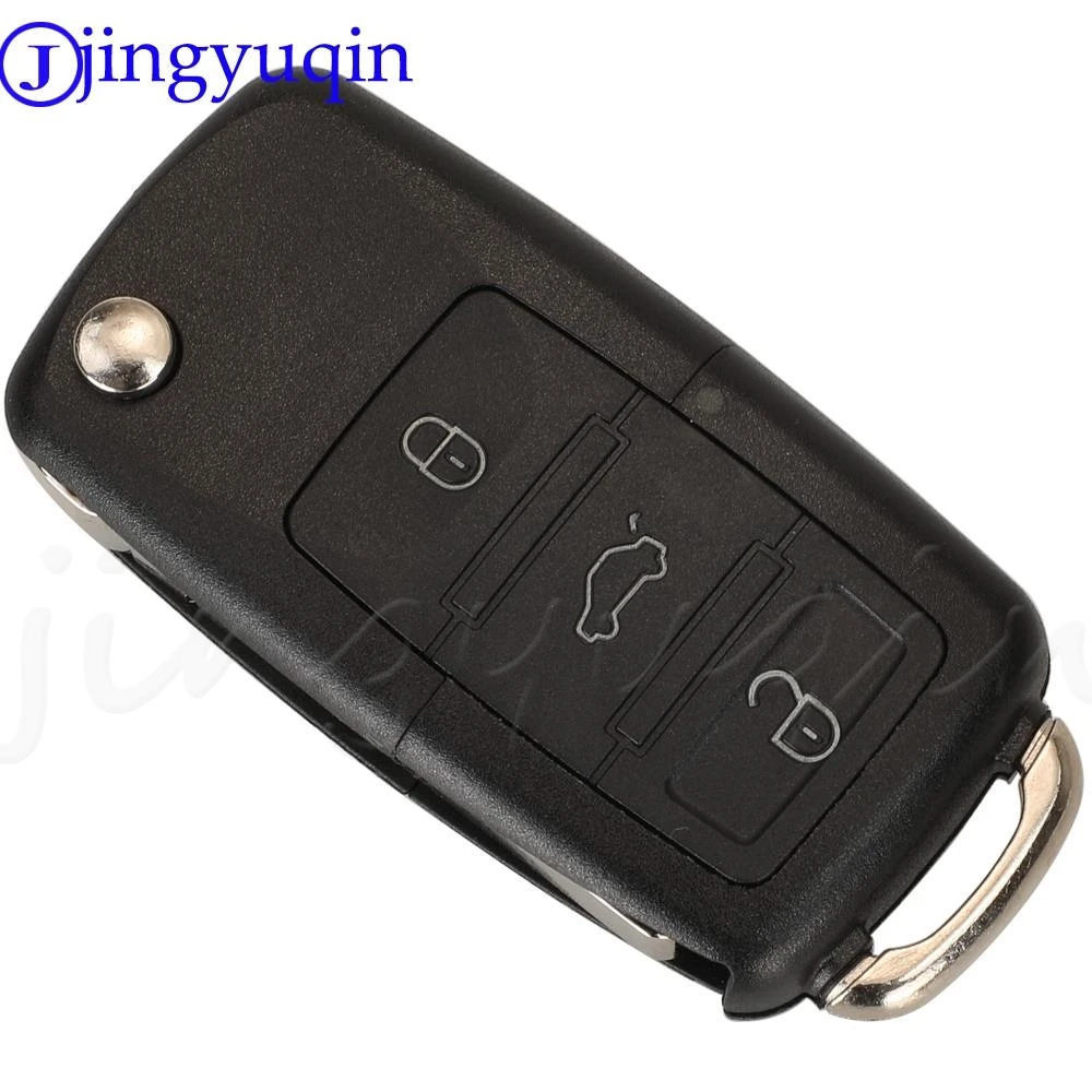 Jingyuqin 3 przyciski inteligentny pilot z kluczykiem samochodowym 433MHZ ID48 Chip 1K0959753N dla VW Golf Jetta Tiguan Polo z ostrzem HU66 7N5837202