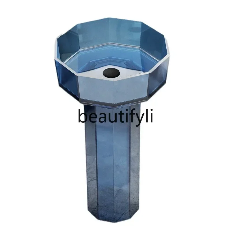 Hot sales  Transparent resin column basin column, round face wash, hotel integrated floor wash basin