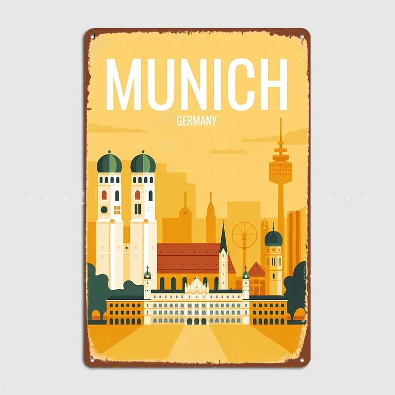 Germany Cityscape Illustration Metal Custom Sign Living Room Wall Indoor Decor Room Decoration Bedroom Posters Home Decor