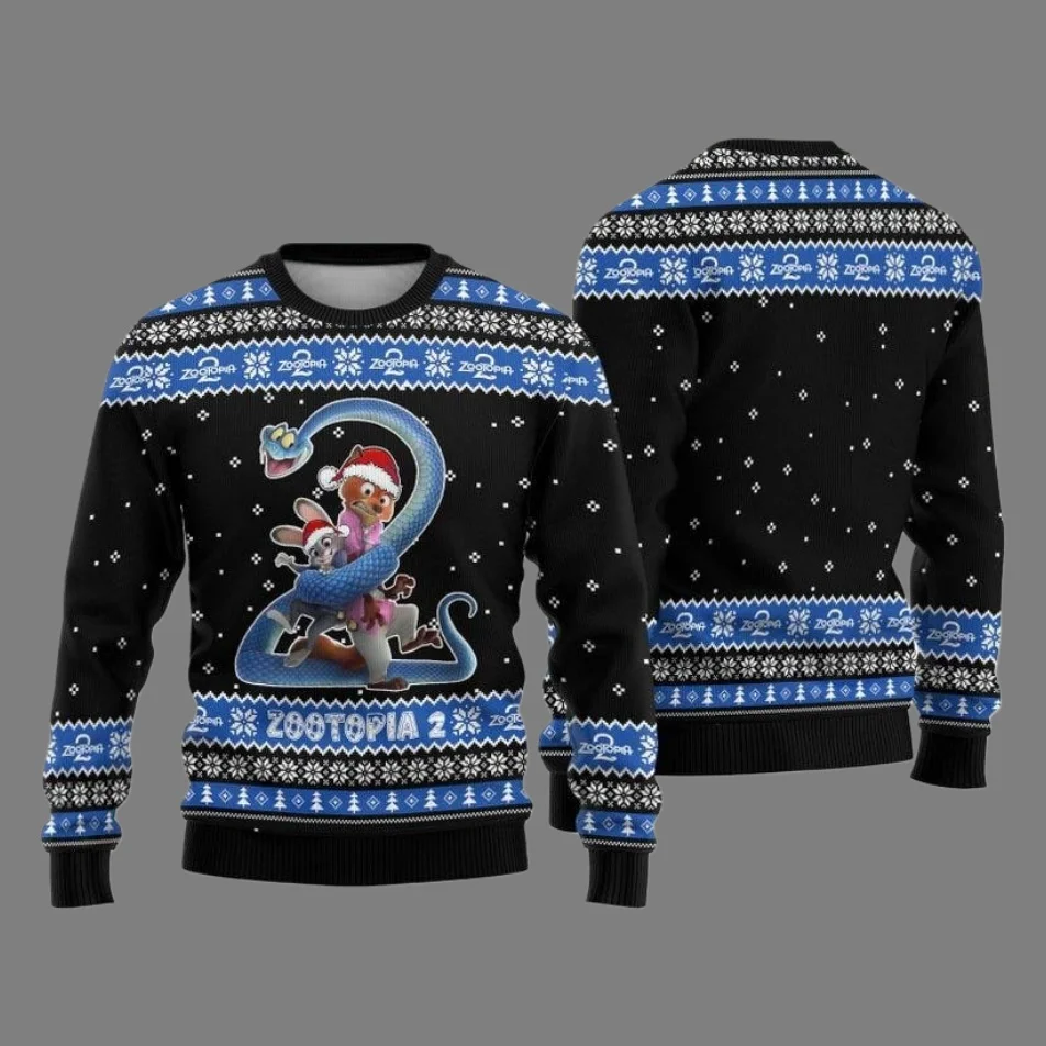 

Уродливый свитер на тему Зоотопии серии Disney для рождественской вечеринки, толстовка с круглым вырезом, увеличенная новая коллекция для взрослых, осень/зима