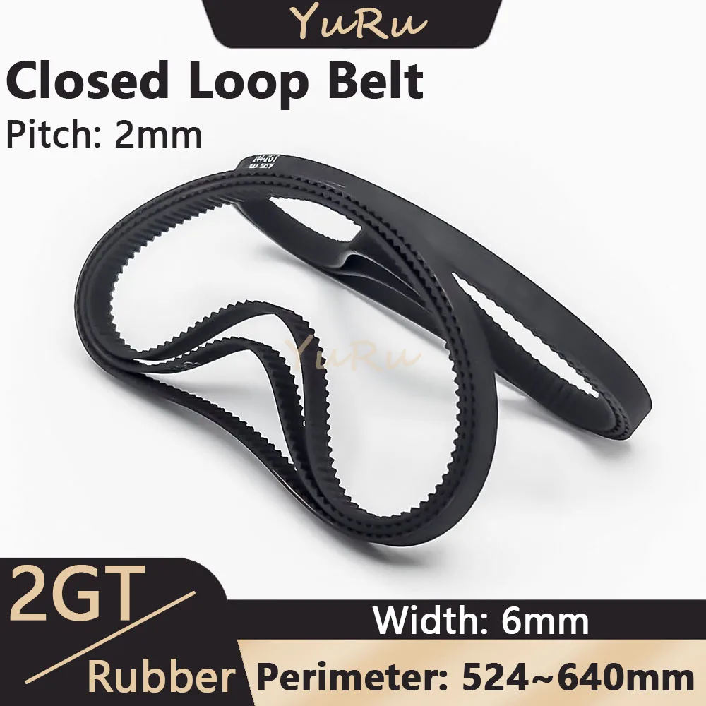 

2GT 2MGT Closed Loop Belt Width 6mm Perimeter 524 528 540 570 586 600 606 610 616 630 640mm Rubber Timing Belt Synchronous Belt