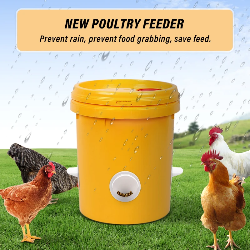 Automatic Gravity Chicken Duck Feeder Kit Rainproof Poultry Feeder For Feed Buckets Barrels Drums Troughs Reduce Spillage Mess