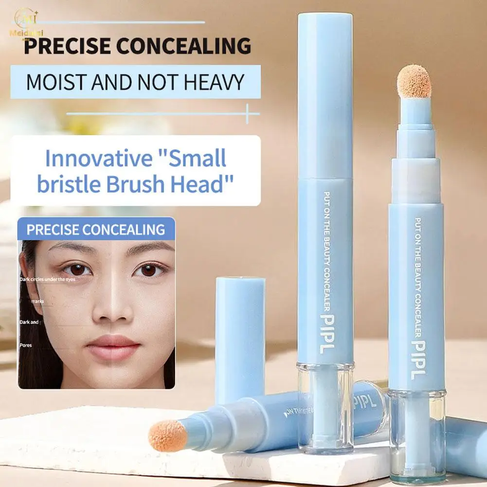 Pluma correctora de cabeza de felpa suave, 3 colores, detalle que cubre ojeras, incluso el tono de la piel, brillo, Control de aceite, base, sujeción facial