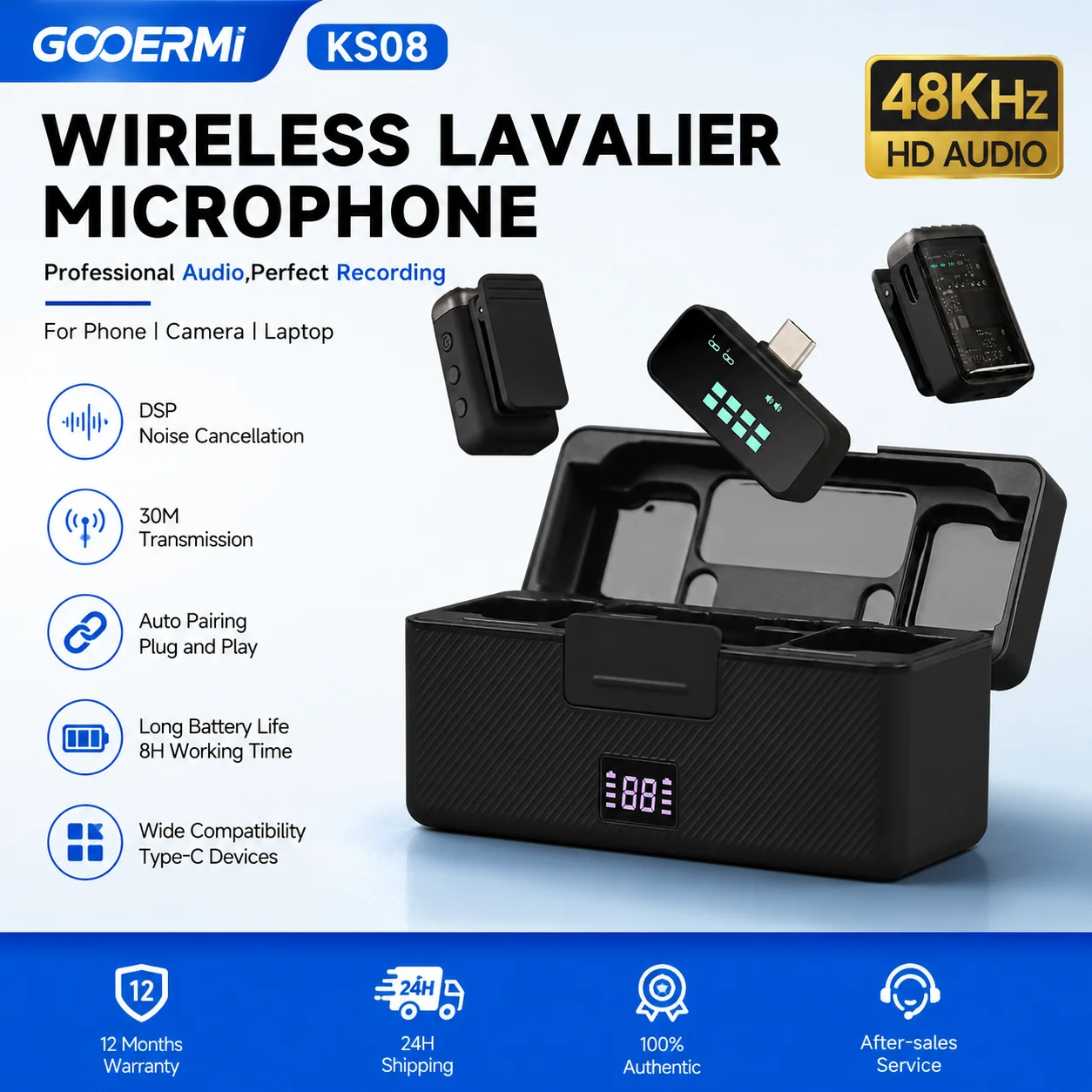 gooermi-ks08-wireless-lavalier-microphone-48khz-dsp-noise-cancellation-mini-clip-on-mic-30m-transmission-for-phone-camera