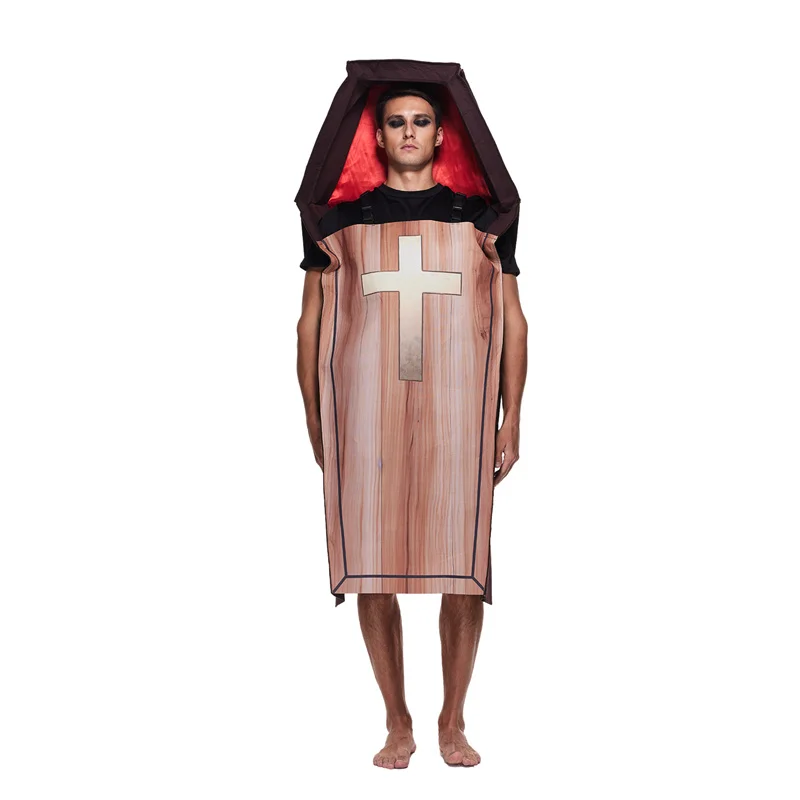 Costume de cercueil effrayant pour hommes adultes, cercueil de vampire, tenues d'Halloween, tunique de carnaval, robe de paupières de Pourim de Pâques