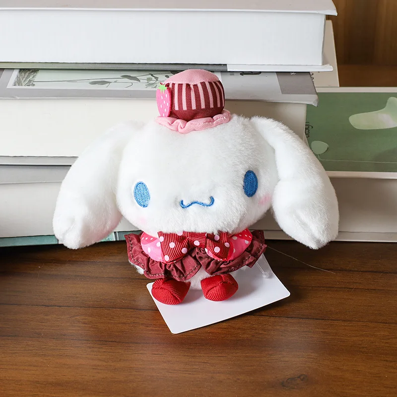 Sanrio Tea Party and Strawberry Series Cinnamoroll Plush Toys Cute Kuromi Backpack Hangings Melody Fluffy Doll Key Chain Gifts