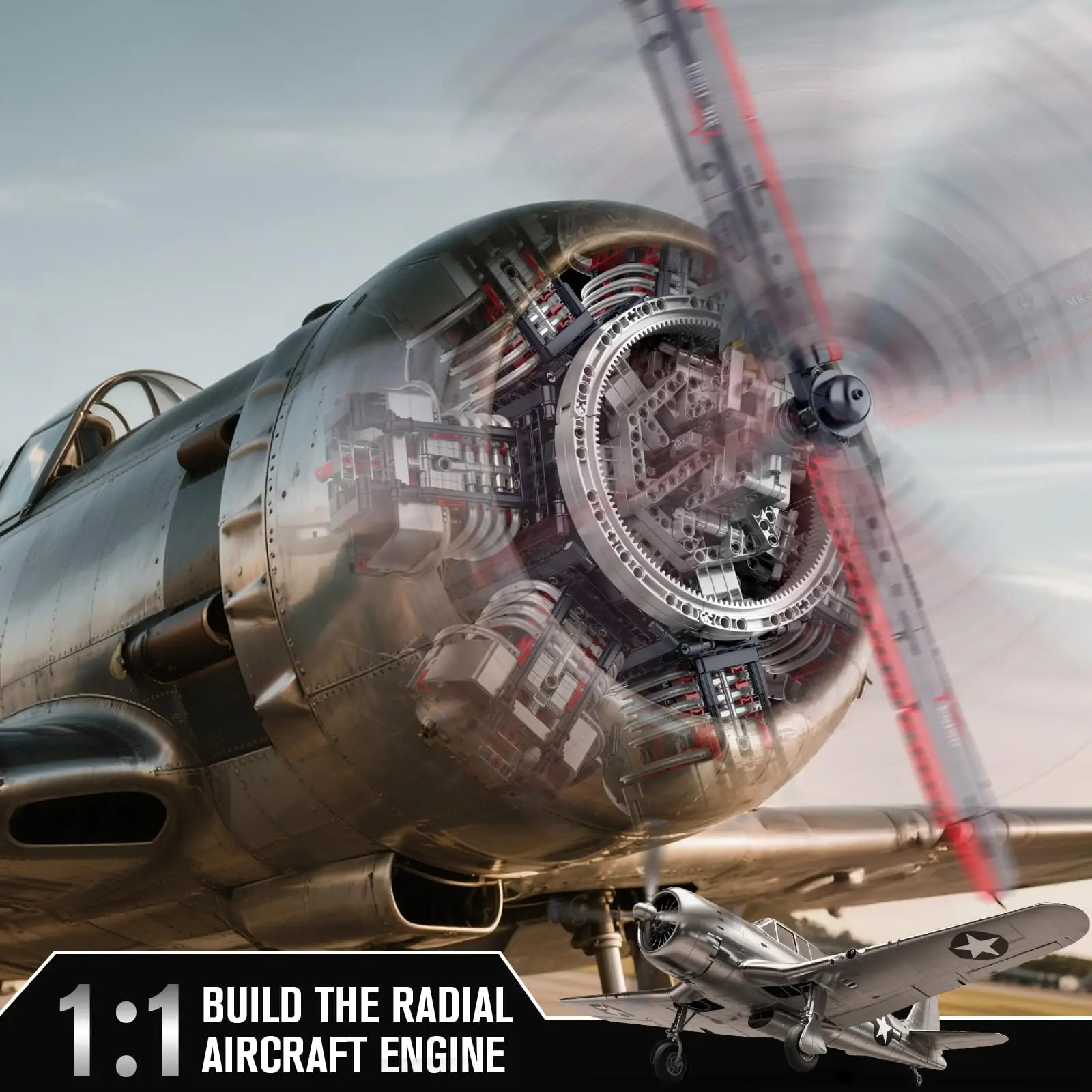 3089개 항공기 엔진 조립 세트, 14세 이상 청소년/성인용 군용 엔진 모델 키트, 전시용 STEM 엔지니어링 장난감