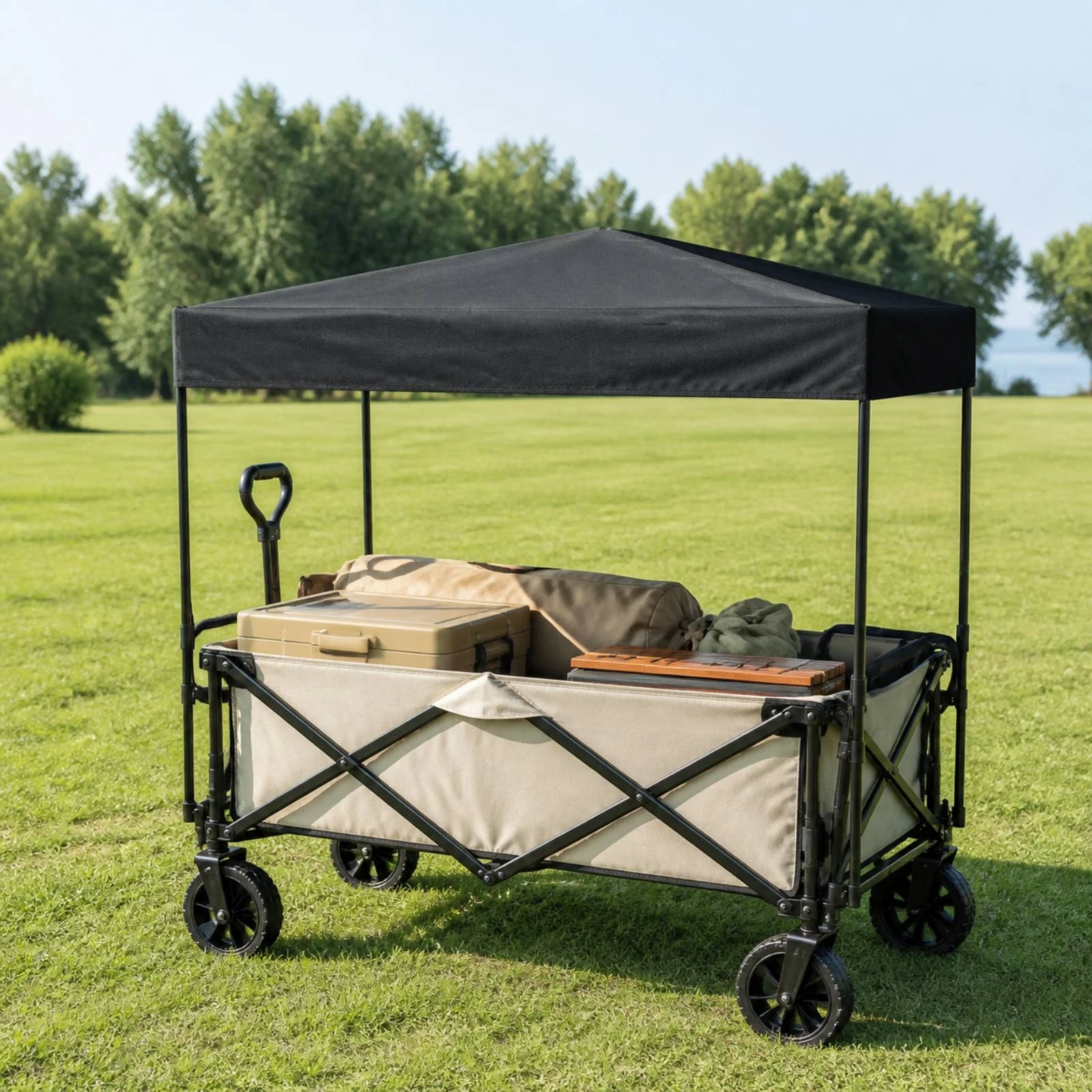 Mongolian-Style Wagon Canopy Low-Silhouette Wagon Canopy with Support Rods Lightweight Heavy-Duty for Campers, Outdoor Hauling