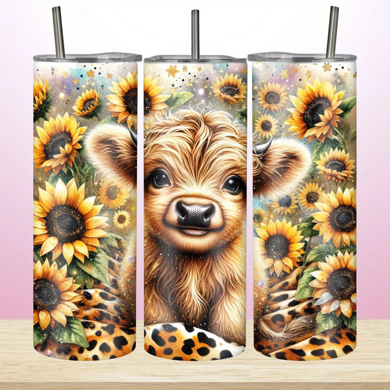 Outdoor Adventure Day - 20oz Sunflower Cow Insulated Travel Tumbler
