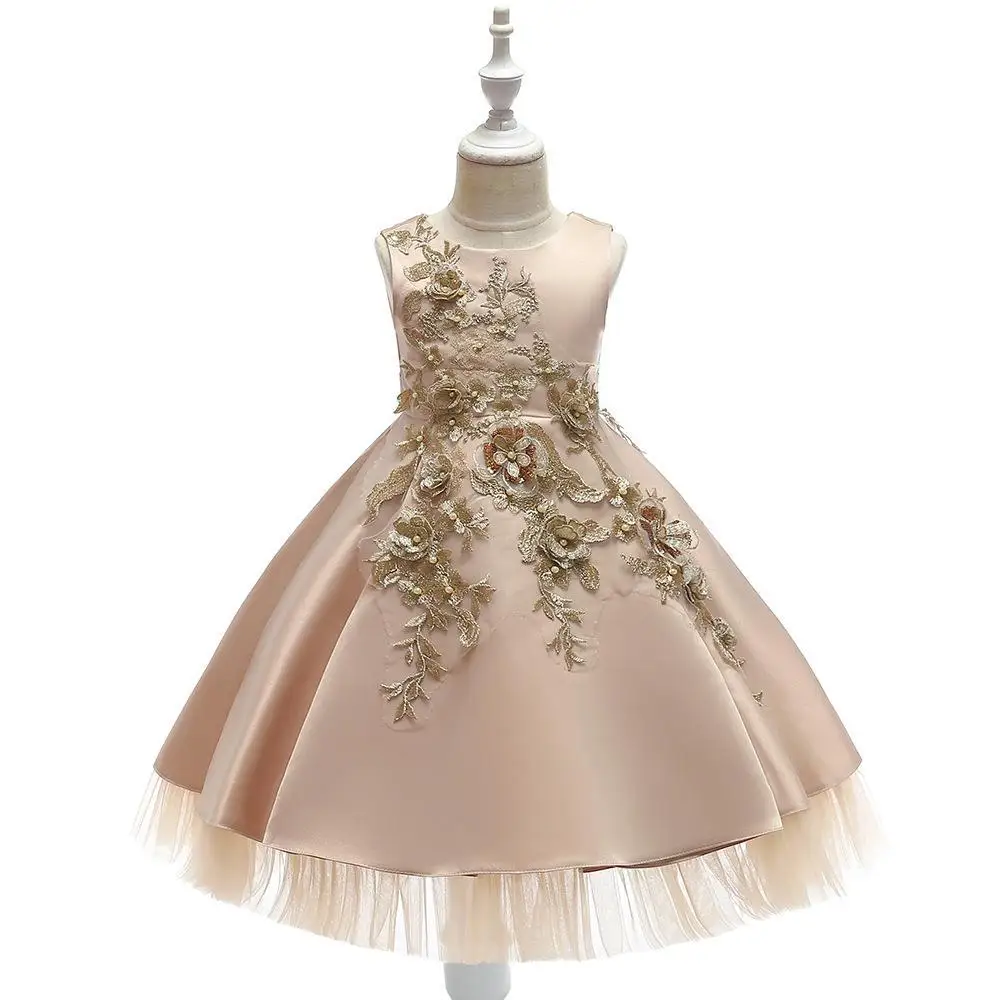 

Girls Birthday's Dresses Kids Bridesmaid Dress For Girl Children Clothe Bow Princess Elegant Wedding Evening Prom Gown